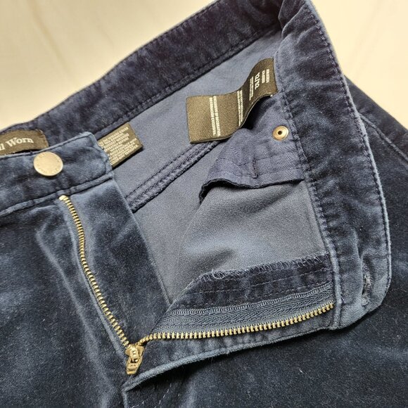 Well Worn Velvet Pants Womens 12/32 ( Fit 34 X 28 ) Tapered Pockets Navy Blue - Picture 8 of 16